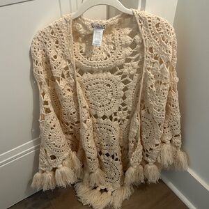 Free People Crochet Shawl in Cream